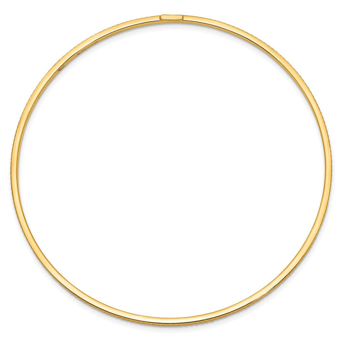 14K Textured Polished Slip-On Bangle