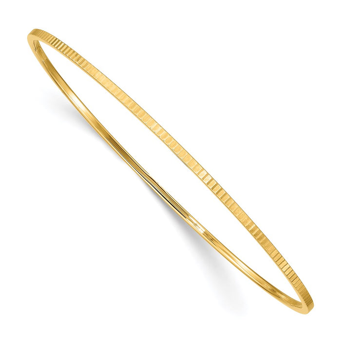 14K Textured Polished Slip-On Bangle