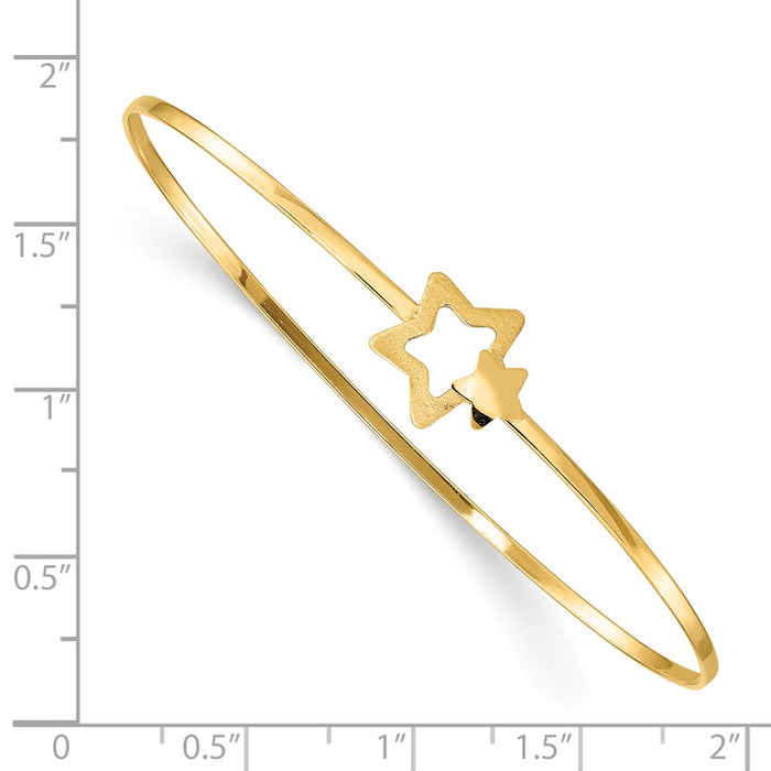 14K Brushed and Polished Stars Flexible Bangle