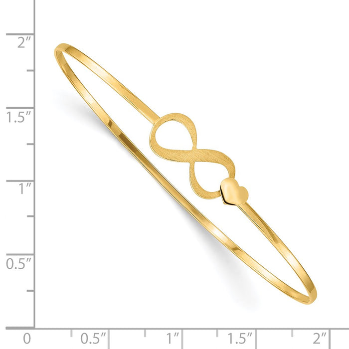 14K Brushed and Polished Infinity Heart Flexible Bangle