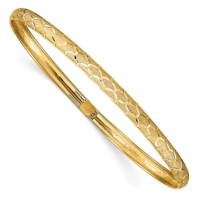 14k Hexagonal Design Diamond-cut Flexible Bangle