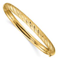 Thumbnail for 14k Textured Diamond-cut Twisted Hinged Bangle