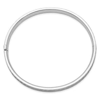 Thumbnail for 14k White Gold Polished and Brushed Diamond-cut Hinged Bangle