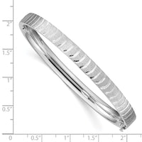 Thumbnail for 14k White Gold Polished and Brushed Diamond-cut Hinged Bangle