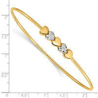 Thumbnail for 14K & White Rhodium Polished D/C Hearts Slip On Bangle