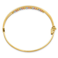 Thumbnail for 14K Tri-color Polished D/C Fancy Hinged Bangle