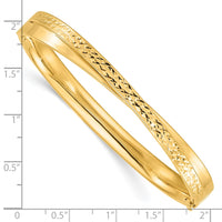 Thumbnail for 14ky 4/16 Polished & Diamond-cut Bypass Hinged Bangle