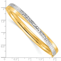 Thumbnail for 14ky 4/16 White Rhodium Diamond-cut Bypass Hinged Bangle