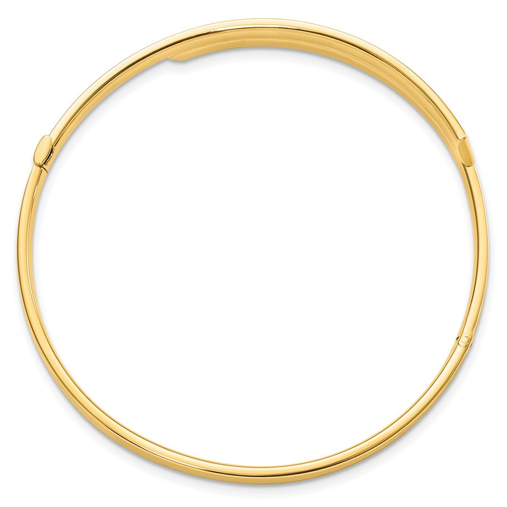 14ky 2/16 Polished & Diamond-cut Overlap Hinged Bangle