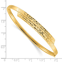 Thumbnail for 14ky 2/16 Polished & Diamond-cut Overlap Hinged Bangle