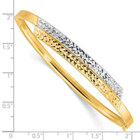 Thumbnail for 14ky 2/16 White Rhodium Diamond-cut Overlap Hinged Bangle