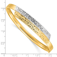 Thumbnail for 14ky 3/16 White Rhodium Diamond-cut Overlap Hinged Bangle