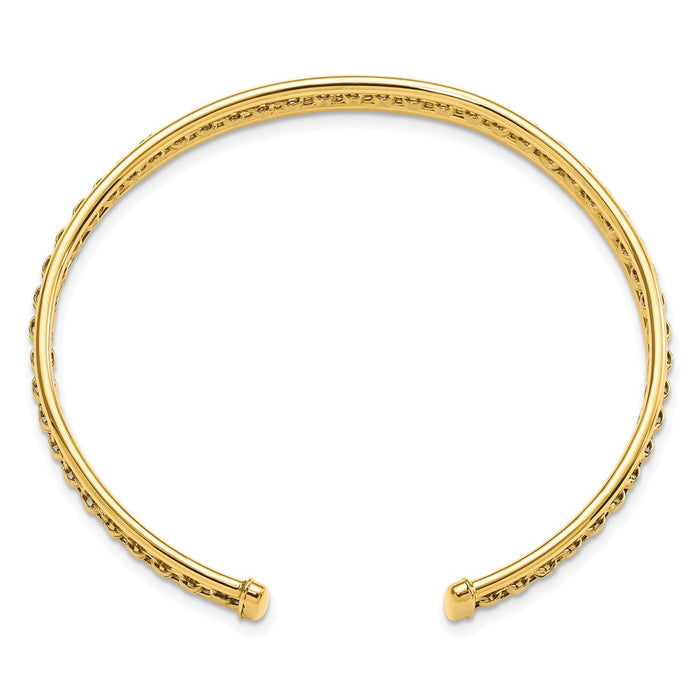 14K Polished & Textured Cuff Bangle