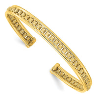 Thumbnail for 14K Polished & Textured Cuff Bangle