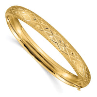 Thumbnail for 14k 5/16 Diamond-cut Fancy Hinged Bangle Bracelet