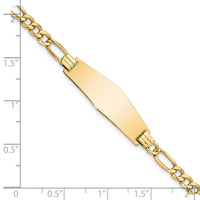 Thumbnail for 14k Semi-solid Soft Diamond Shape Figaro Link ID Bracelet