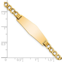 Thumbnail for 14k Semi-solid Soft Diamond Shape Curb Link ID Bracelet