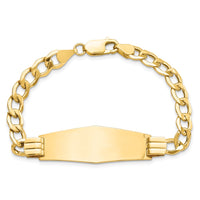 Thumbnail for 14k Semi-Solid Soft Diamond Shape Curb Link ID Bracelet