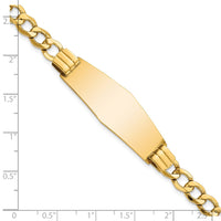 Thumbnail for 14k Semi-Solid Soft Diamond Shape Curb Link ID Bracelet