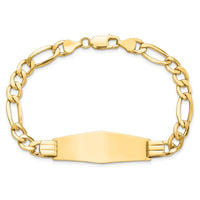 Thumbnail for 14k Polished Semi-Solid Soft Diamond Shape Figaro ID Bracelet