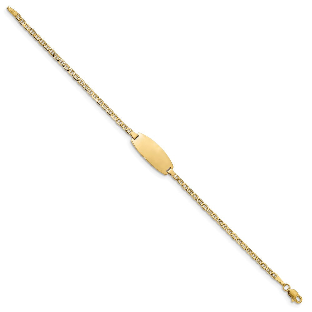14k White Gold Semi-Solid Oval Anchor ID Bracelet