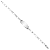 Thumbnail for 14k White Gold Semi-Solid Oval Figaro Oval ID Bracelet