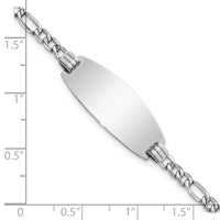 Thumbnail for 14k White Gold Semi-Solid Oval Figaro Oval ID Bracelet