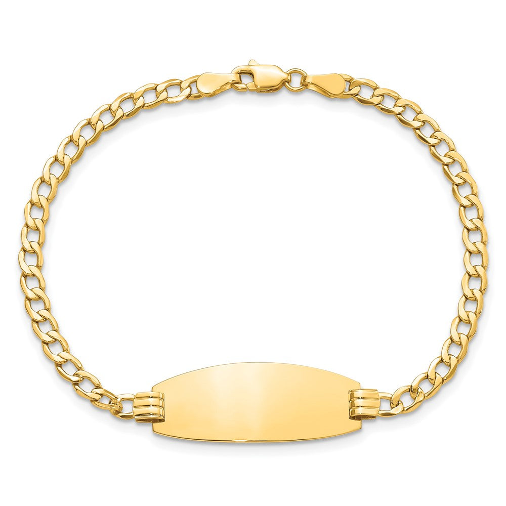 14k White Gold Semi-solid Oval Curb ID Bracelet