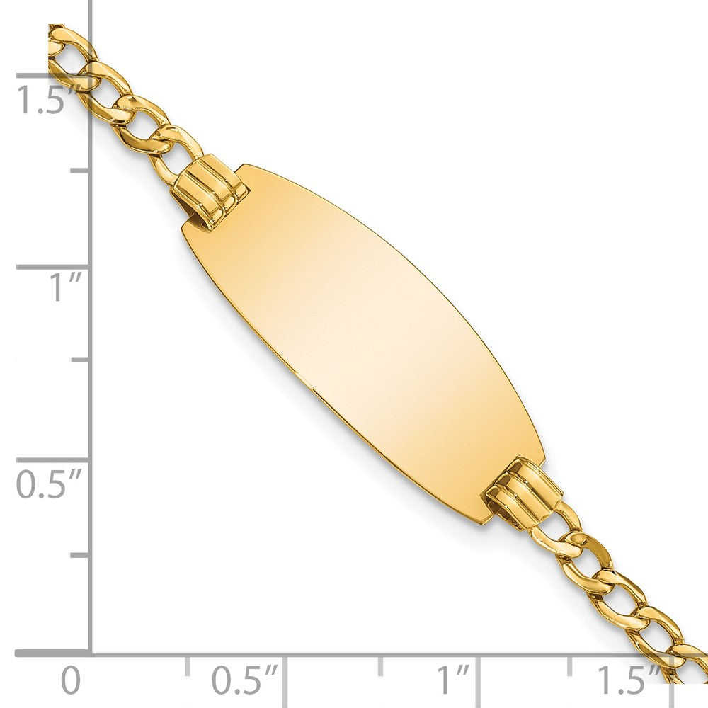 14k White Gold Semi-solid Oval Curb ID Bracelet