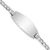 Thumbnail for 14k White Gold Semi-solid Oval Curb ID Bracelet