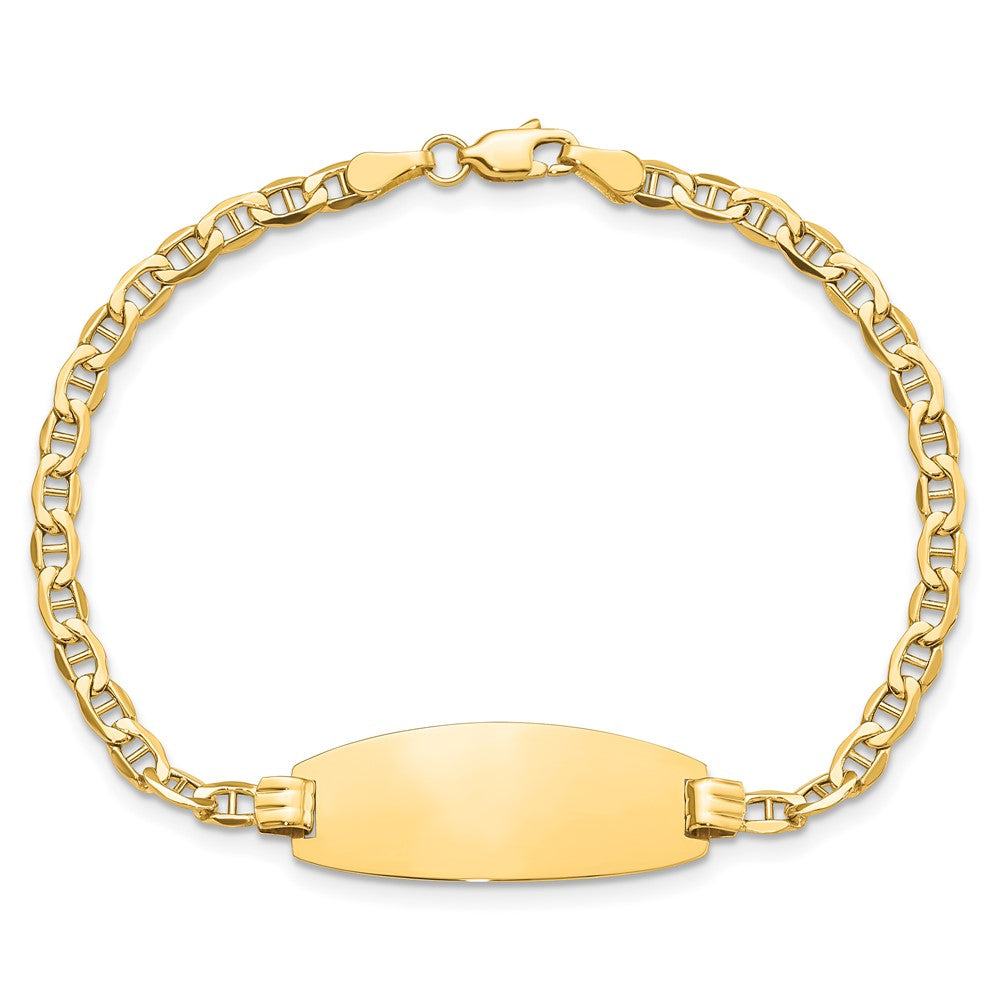 14k White Gold Semi-Solid Oval Anchor ID Bracelet