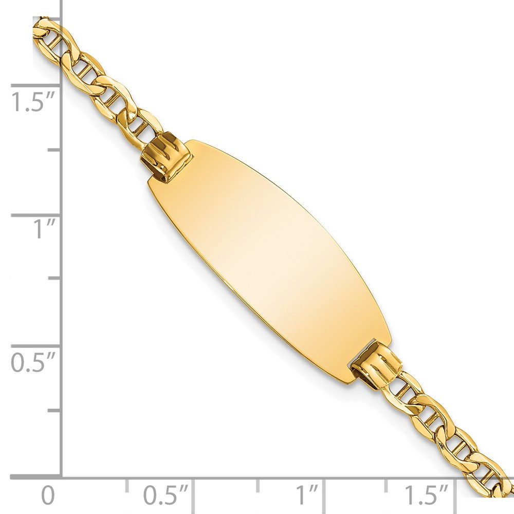 14k White Gold Semi-Solid Oval Anchor ID Bracelet