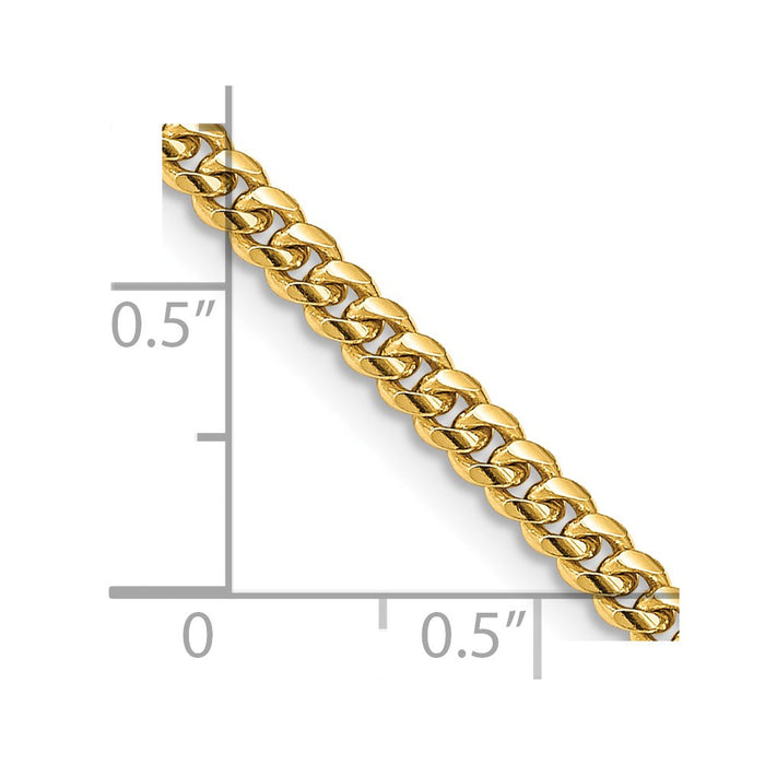 14k 3.5mm Solid Miami Cuban Chain