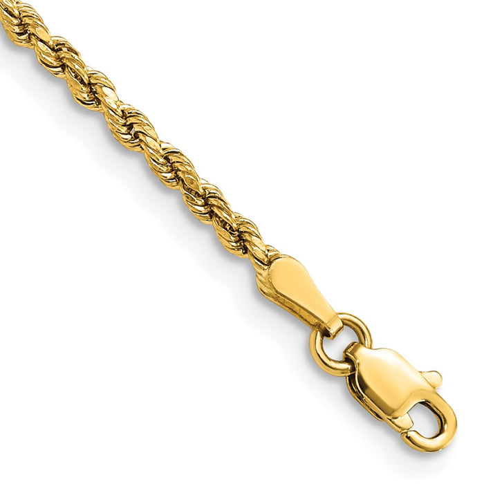 14k 2.25mm Semi-solid D/C Rope Chain