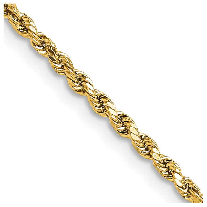 14k 2.25mm Semi-solid D/C Rope Chain
