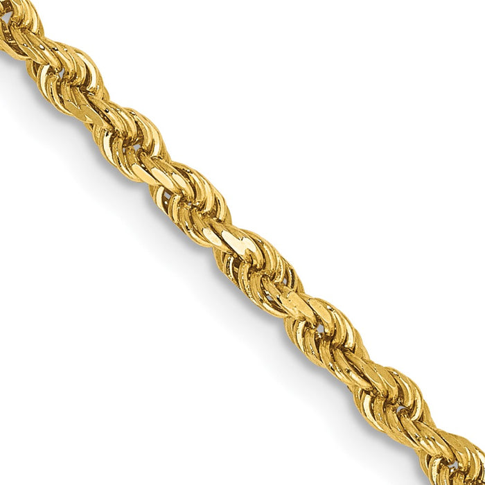 14k 2.5mm Semi-solid D/C Rope Chain