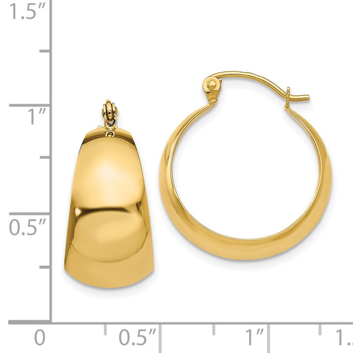 14k Polished 10.5mm Tapered Hoop Earrings