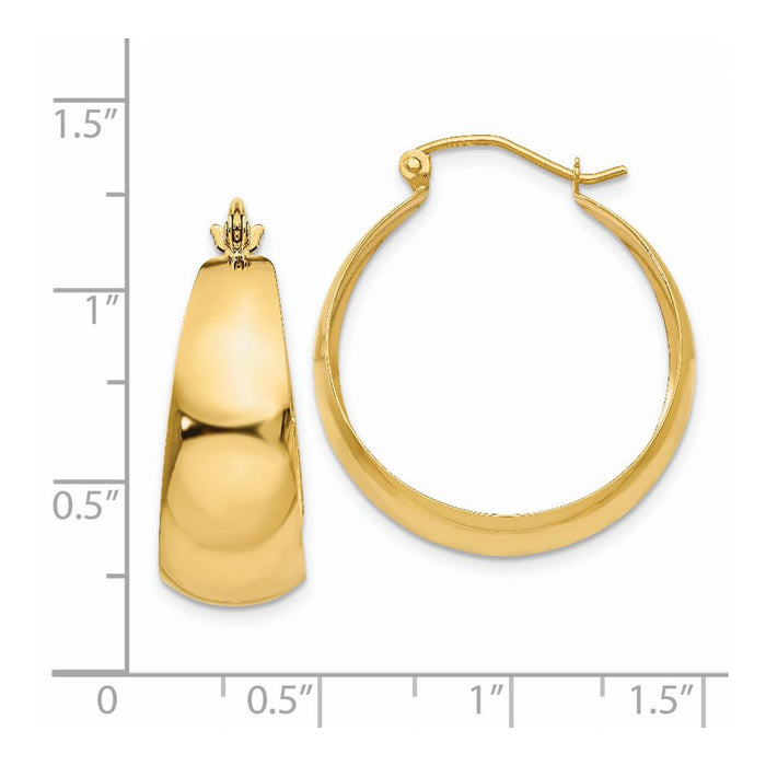 14k Polished 10.5mm Tapered Hoop Earrings