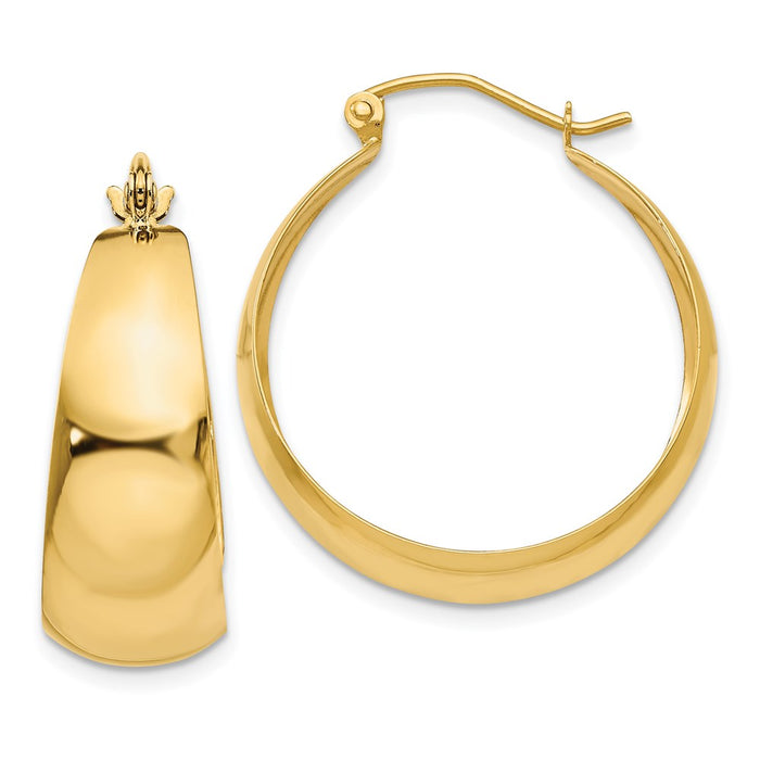 14k Polished 10.5mm Tapered Hoop Earrings