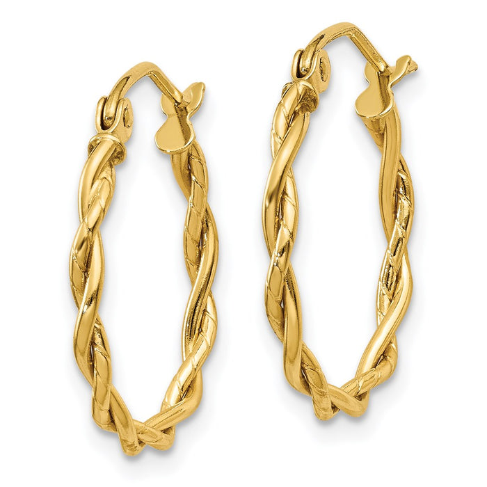 14k Polished 2.25mm Twisted Hoop Earrings