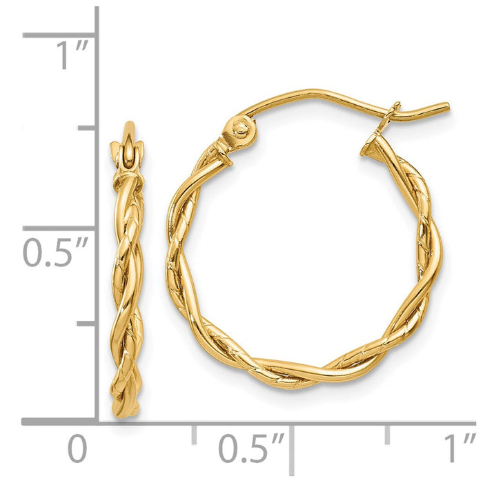 14k Polished 2.25mm Twisted Hoop Earrings