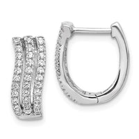 Thumbnail for 14k White Gold 3-row Diamond Hinged Hoop Earrings