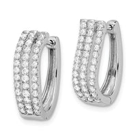 Thumbnail for 14k White Gold 3-row Diamond Hinged Hoop Earrings
