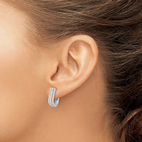 Thumbnail for 14k White Gold 3-row Diamond Hinged Hoop Earrings