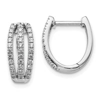 Thumbnail for 14k White Gold 3-row Diamond Hinged Hoop Earrings