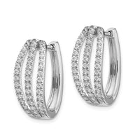 Thumbnail for 14k White Gold 3-row Diamond Hinged Hoop Earrings