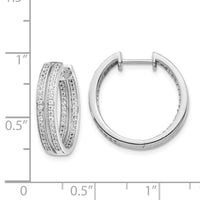Thumbnail for 14k White Gold Diamond In/Out Hinged Hoop Earrings