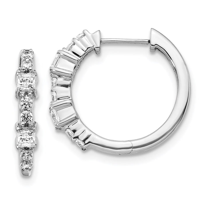 14k White Gold Diamond Hinged Hoop Earrings