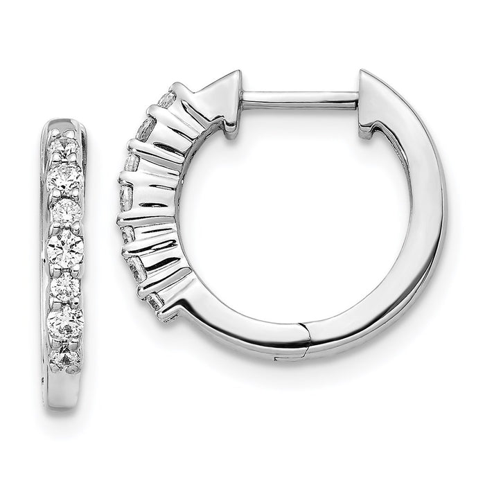 14k White Gold Diamond Hinged Hoop Earrings