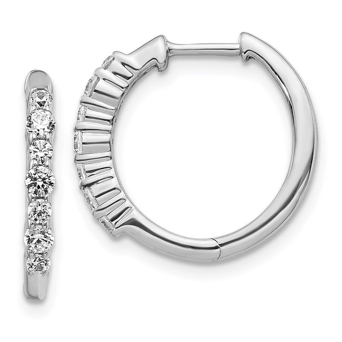 14k White Gold Diamond Hinged Hoop Earrings